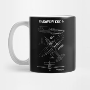 Yakovlev Yak-9 | World War 2 Plane Blueprint Mug